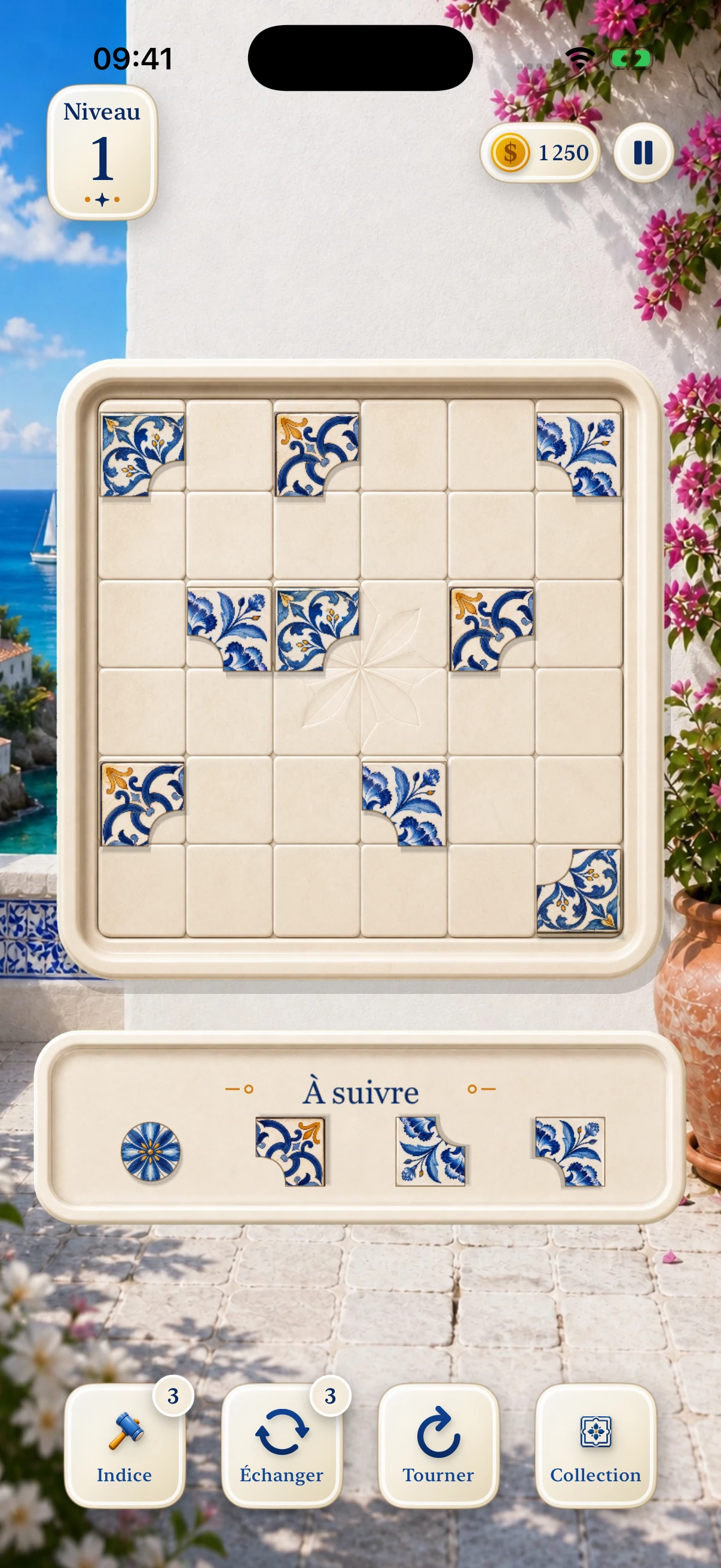 Partie actuelle d’AZULEJOS dans le chapitre de Lisbonne, avec des fragments de céramique sur le plateau