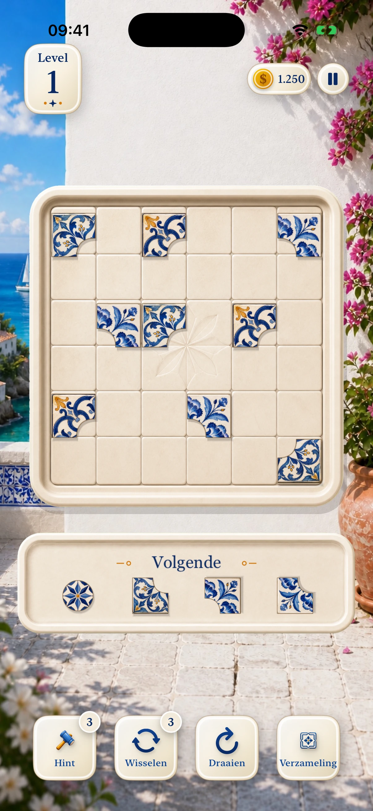 Actuele AZULEJOS-gameplay in het hoofdstuk Lissabon, met keramiekfragmenten op het bord